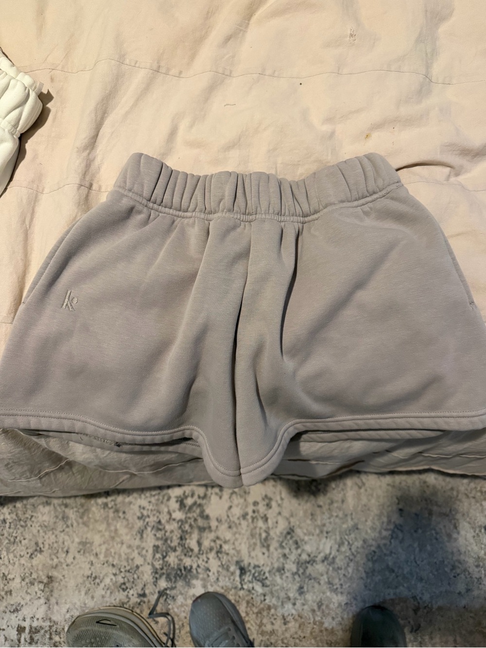 Light Gray Women's Athletic Shorts with Elastic Waist